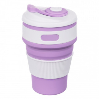 Чашка складана силіконова з кришкою Stenson 350 мл фіолетова 5332 - Інтернет-магазин спільних покупок ToGether