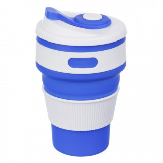 Чашка складана силіконова з кришкою Stenson 350 мл синя 5332 - Інтернет-магазин спільних покупок ToGether