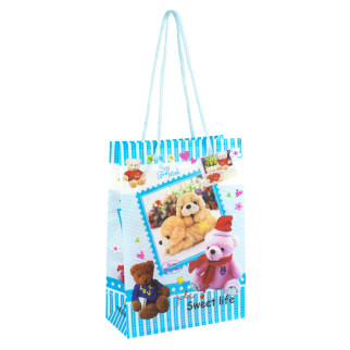 Сумочка подарункова пластикова з ручками Gift bag М'які іграшки 17х12х5.5 см Блакитний (27324) - Інтернет-магазин спільних покупок ToGether