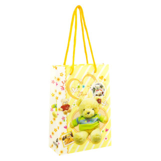 Сумочка подарункова пластикова з ручками Gift bag М'які іграшки 17х12х5.5 см Жовтий (27325) - Інтернет-магазин спільних покупок ToGether