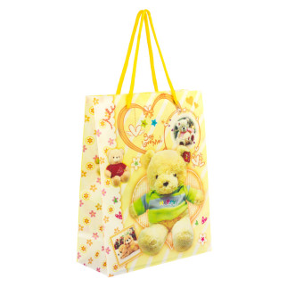 Сумочка подарункова пластикова з ручками Gift bag Ведмедики 23х18х7.5 см Жовтий (27349) - Інтернет-магазин спільних покупок ToGether