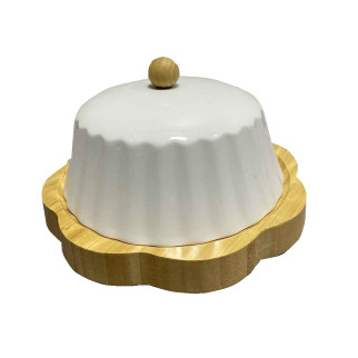 Тарілка бамбукова з порцеляновою кришкою для тістечок, сиру, масла Bona Di 289-392 - Інтернет-магазин спільних покупок ToGether