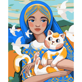 Картина за номерами SANTI Українка з котиком 40*50 см (954504) - Інтернет-магазин спільних покупок ToGether