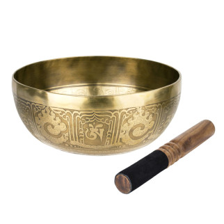 Тибетська співаюча чаша Singing bowl Мантрт Мані і полум'я Холодне кування 23/23/10,5 см Бронзовий (27413) - Інтернет-магазин спільних покупок ToGether