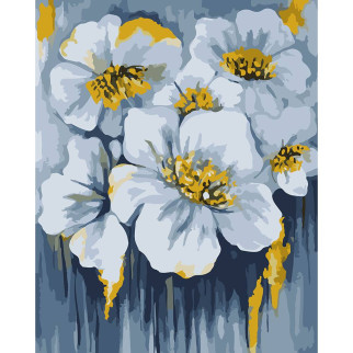 Картина за номерами SANTI Блакитні квіти у золоті 40*50 см (954523) - Інтернет-магазин спільних покупок ToGether