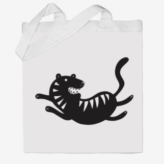 Еко-сумка шоппер з принтом Тигр чорний Кавун Бежевий - Інтернет-магазин спільних покупок ToGether