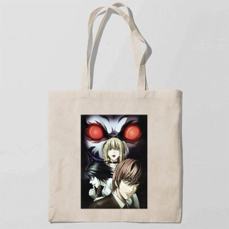 Еко-сумка шоппер з принтом Death Note - Зошит смерті 4 Кавун Бежевий - Інтернет-магазин спільних покупок ToGether