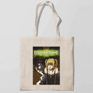 Еко-сумка шоппер з принтом Death Note - Зошит смерті 10 Кавун Бежевий - Інтернет-магазин спільних покупок ToGether