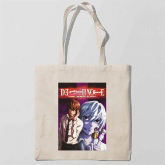 Еко-сумка шоппер з принтом Death Note - Зошит смерті 13 Кавун Бежевий - Інтернет-магазин спільних покупок ToGether