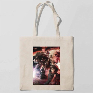 Еко-сумка шоппер з принтом Attack on Titan - Вторгнення титанів 8 Кавун Бежевий - Інтернет-магазин спільних покупок ToGether