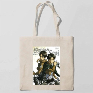 Еко-сумка шоппер з принтом Attack on Titan - Вторгнення титанів 24 Арбуз Бежевий - Інтернет-магазин спільних покупок ToGether