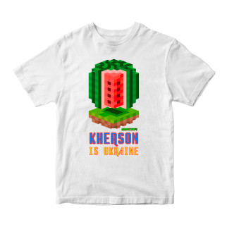 Футболка біла з принтом онлайн гри Minecraft "Kherson is Ukraine Minecraft" Кавун 86 см ФП012027 - Інтернет-магазин спільних покупок ToGether