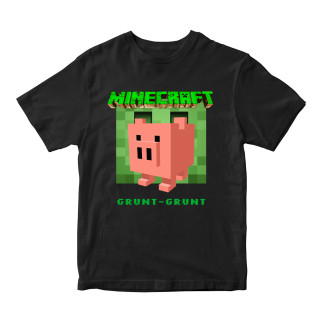 Футболка чорна з  принтом онлайн гри Minecraft "Pig Grunt-Grunt Minecraft Майнкрафт" Кавун 86 см ФП012064(28) - Інтернет-магазин спільних покупок ToGether