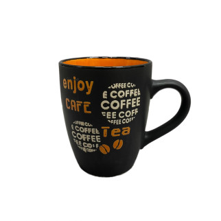 Чашка керамічна 350 мл Interos 16216/89068 чорна з оранжевим - Інтернет-магазин спільних покупок ToGether
