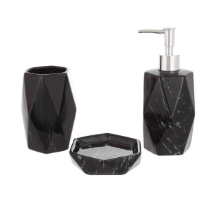 Набір аксесуарів для ванної кімнати 3 предмети Чорний мармур Bona Di 851-318 - Інтернет-магазин спільних покупок ToGether