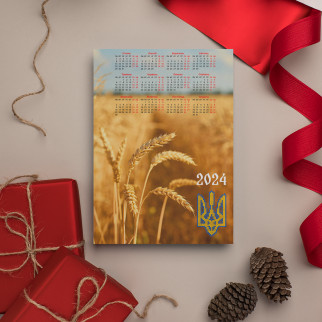 Календар-постер настінний на 2024 рік із патріотичним принтом "Україна. Ukraine. Пшеничне поле" А3 - Інтернет-магазин спільних покупок ToGether