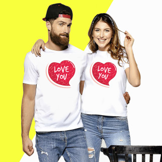 Комплект футболок з принтом "I Love You Кулька" Кавун ФП009673 S M - Інтернет-магазин спільних покупок ToGether