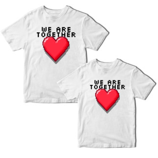 Комплект білих футболок для закоханих із принтом "We Are Together. Ми разом" Кавун ФП011791 S M - Інтернет-магазин спільних покупок ToGether