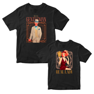 Комплект футболок для закоханих з принтом "Real Gentleman. Real Lady" Кавун ФП011808 S M - Інтернет-магазин спільних покупок ToGether