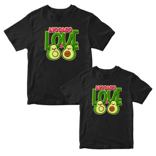 Комплект чорних футболок для закоханих із принтом "Avocado Love. Парочка авокадо" Кавун ФП012117 S M - Інтернет-магазин спільних покупок ToGether