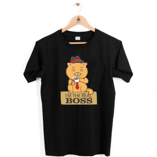 Футболка чорна принтом для керівника "I'm Real Boss. Я справжній бос" Кавун S ФП012334S - Інтернет-магазин спільних покупок ToGether