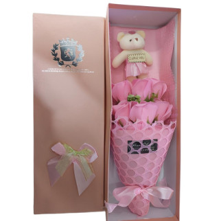 Подарунковий букет із троянд рожевий Ароматизоване мило OPT-TOP з іграшкою (2091116719) - Інтернет-магазин спільних покупок ToGether