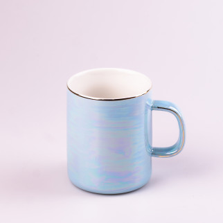 Чашка керамічна у дзеркальній глазурі Happy Life 420 мл блакитний (HPCYM0763BL) - Інтернет-магазин спільних покупок ToGether