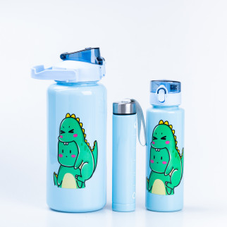 Набір пляшок для води TS Kitchen Динозавр 500/900/2000 мл синій (HPZSB120013BL) - Інтернет-магазин спільних покупок ToGether