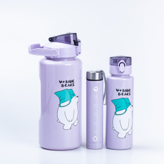 Набір пляшок для води TS Kitchen Ведмедик 500/900/2000 мл фіолетовий (HPZSB120014V) - Інтернет-магазин спільних покупок ToGether