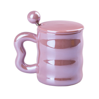 Чашка керамічна Love з кришкою і ложкою TS Kitchen 400 мл рожевий (HP732) - Інтернет-магазин спільних покупок ToGether