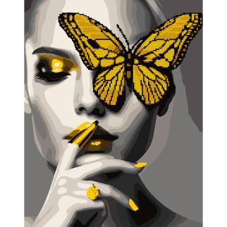 Картина за номерами з алмазною мозаїкою Дівчина з золотим метеликом 40*50 см Santi (954674) - Інтернет-магазин спільних покупок ToGether