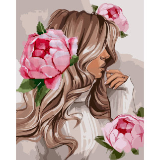 Картина за номерами з алмазною мозаїкою Дівчина з рожевими півоніями 40*50 см Santi (954675) - Інтернет-магазин спільних покупок ToGether