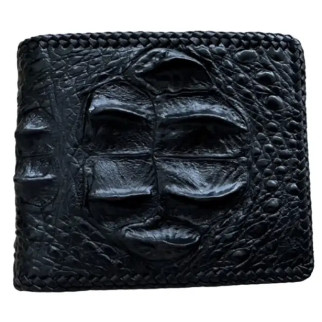 Гаманець із натуральної шкіри крокодила спина з обплетенням Ekzotic leather чорний (cw64_1) - Інтернет-магазин спільних покупок ToGether
