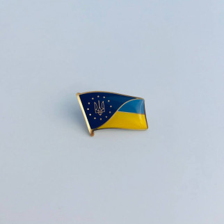 Значок Dobroznak прапор ЄС з Тризубом України Жовто-блакитний 25х15 мм (6253) - Інтернет-магазин спільних покупок ToGether
