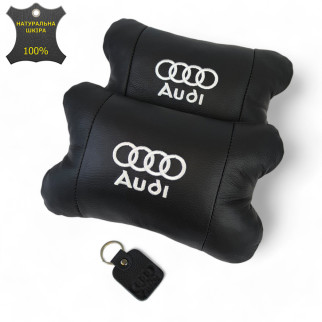 Набір автодушки 2шт на підголовник Audi / Ауді з натуральної шкіри чорна / Підголовник в машину - Інтернет-магазин спільних покупок ToGether