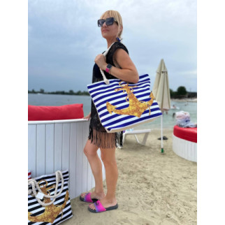 АКЦІЯ!  Блакитна  — якір — велика, яскрава, літня, пляжна сумка матеріал — льон (8069) - Інтернет-магазин спільних покупок ToGether