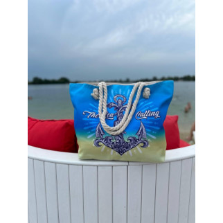 АКЦІЯ! Синє-жовта — якір — велика, яскрава, літня, пляжна сумка, матеріал — льон (8065) - Інтернет-магазин спільних покупок ToGether