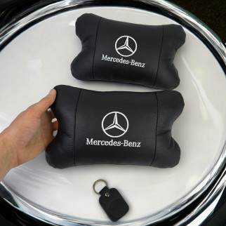 Набір Мерседес 2шт, натуральна шкіра, подушки на підголівник для авто з JP-892 логотипом Mercedes-Benz - Інтернет-магазин спільних покупок ToGether