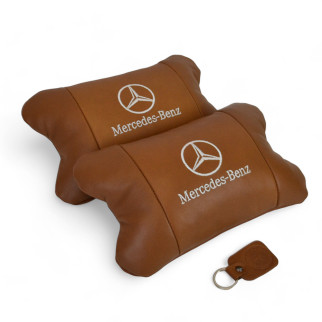 Комплект 2шт для підголівника Mercedes-Benz, виготовлених з натуральної коричневої шкіри. Комфорт OC-481 в авто - Інтернет-магазин спільних покупок ToGether