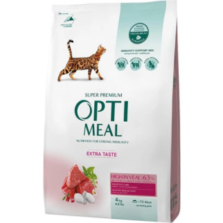 Акція Optimeal повно раційний сухий корм для дорослих кішок з високим вмістом телятини 4 кг -30 - Інтернет-магазин спільних покупок ToGether