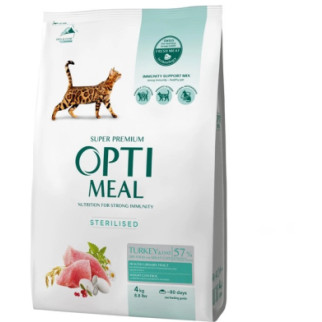 Акція Optimeal повно раційний сухий корм для стерилізованих кішок і кастрованих котів індичка і овес 4 кг - Інтернет-магазин спільних покупок ToGether