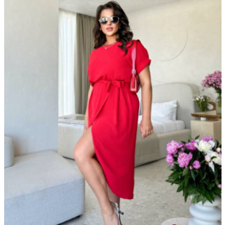 Літня сукня з коротким рукавом червона жіноча сукня з розрізом на нозі сукня з поясом сарафан літній - Інтернет-магазин спільних покупок ToGether