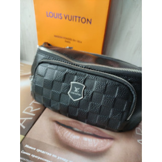 Мужская кожаная сумка бананка Louis Vuitton черная - Інтернет-магазин спільних покупок ToGether
