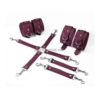 Набір для БДСМ 3 в 1 Feral Feelings BDSM Kit 3 Burgundy, burgundy, наручники, підніжки, хрестовина - Інтернет-магазин спільних покупок ToGether