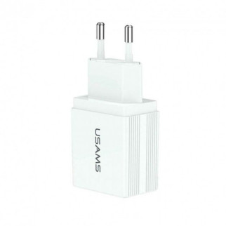 Мережевий зарядний пристрій Usams US-CC090 T24 2.1A Dual USB Travel Charger (EU) White (CC90TC01) - Інтернет-магазин спільних покупок ToGether