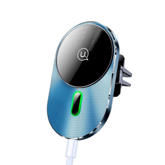 Тримач для мобільного Usams US-CD170 Magnetic Car Wireless Charging Phone Holder (Air Vent) 15W (With Magnetic Ring) Grey (CD170DZ01) - Інтернет-магазин спільних покупок ToGether
