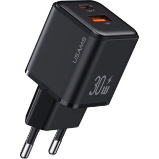 Мережевий зарядний пристрій Usams US-CC189 PD30W+QC3.0 A+C Dual-port Fast Charger (EU)--X-ron Series Black (CC189TC01) - Інтернет-магазин спільних покупок ToGether