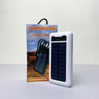 Power Bank Solar з кабелем USB+Micro+Type-C+Lightning (10000mAh) Білий - Інтернет-магазин спільних покупок ToGether