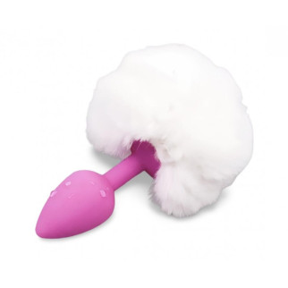 Рожева силіконова анальна пробка з білим хвостиком Silicone Fur Tail Plug 18+ - Інтернет-магазин спільних покупок ToGether