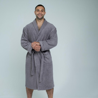 Чоловічий махровий халат без капюшона «Lelit», Махра,Сірий, S-M та L-XL. - Інтернет-магазин спільних покупок ToGether
